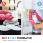 Buy now Mamison 2 Pairs Reusable Waterproof Household Dishwashing Cleaning Rubber Gloves, Non-Slip Kitchen Glove (Pink, Medium (Pack of 2)) at indiglob india