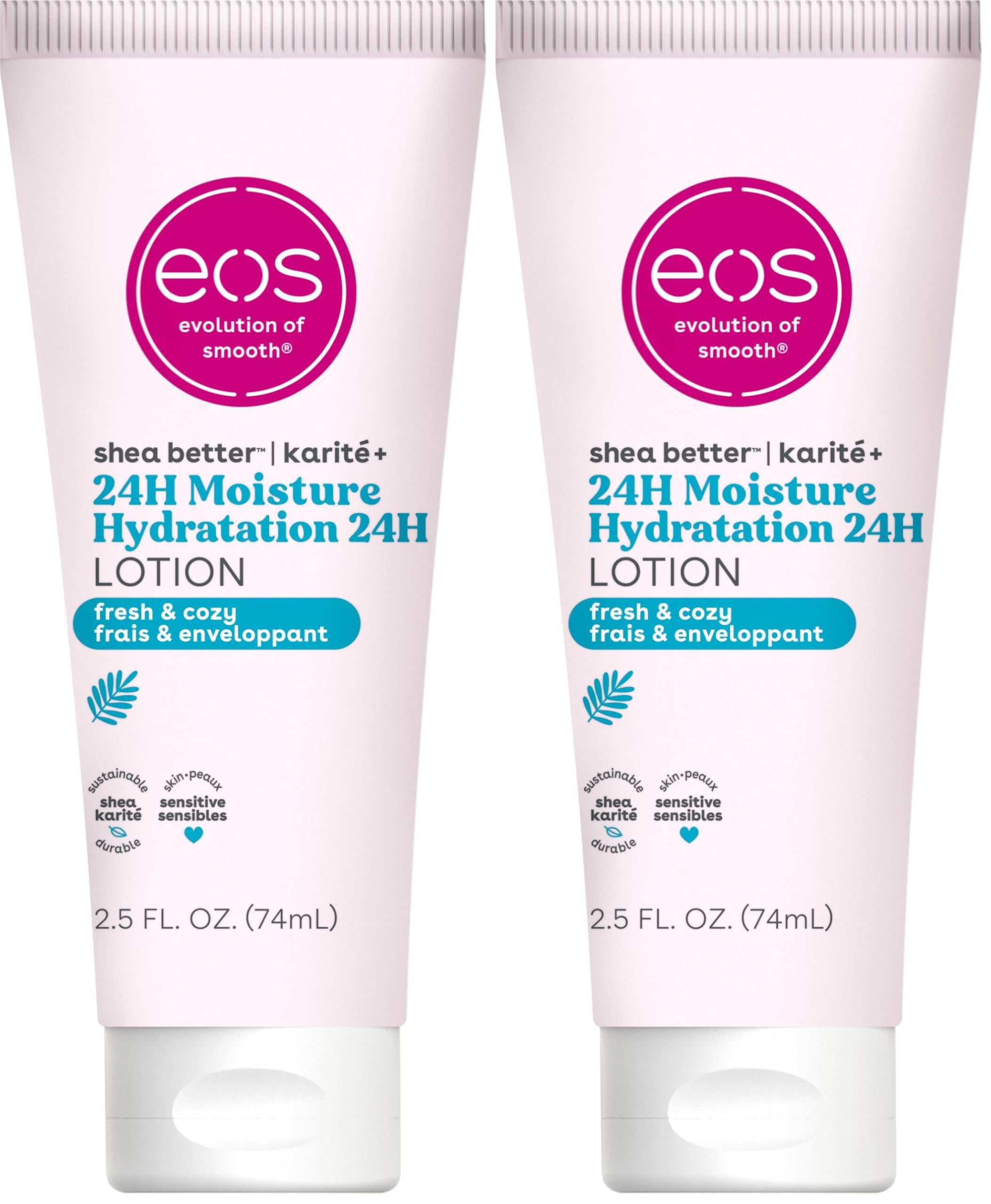 Buy now eos 24H Moisture Travel Body Lotion- Vanilla Cashmere, Travel Size Essential, Toiletries, Mini Body Lotion For Dry Skin, 2.5 fl oz at indiglob india