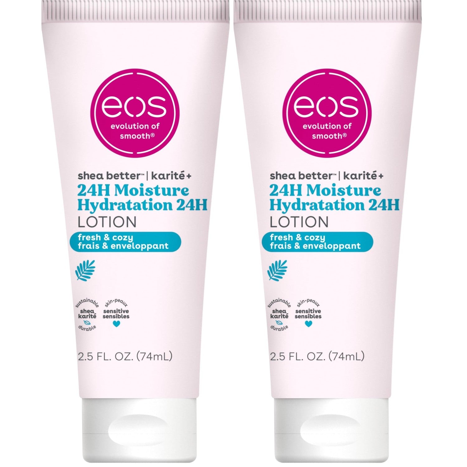Buy now eos 24H Moisture Travel Body Lotion- Vanilla Cashmere, Travel Size Essential, Toiletries, Mini Body Lotion For Dry Skin, 2.5 fl oz Fresh & Cozy 2.5 Fl Oz (Pack of 2) at indiglob india