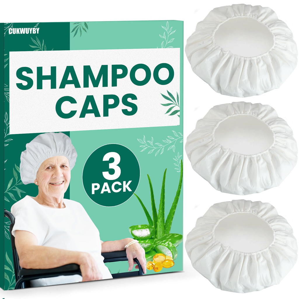 3 Pack Shampoo Caps No Rinse, Waterless Hair Washing Shower Cap