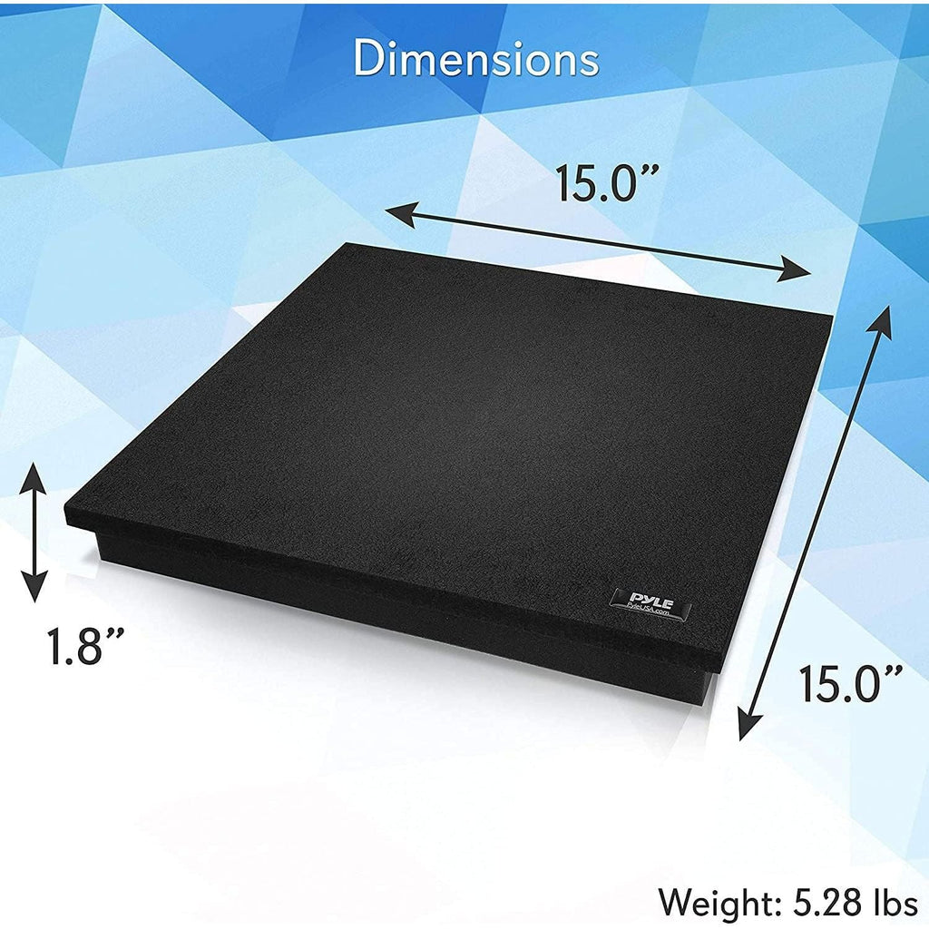 Buy now Pyle Sound Dampening Speaker Riser Foam - Audio Acoustic Noise Isolation Platform Pads Recoil Stabilizer w/ Rubber Base Pad For Studio Monitor, Subwoofer, Loud Speakers - PSI15 (15 x 15 x 1.8 Inch) at indiglob india