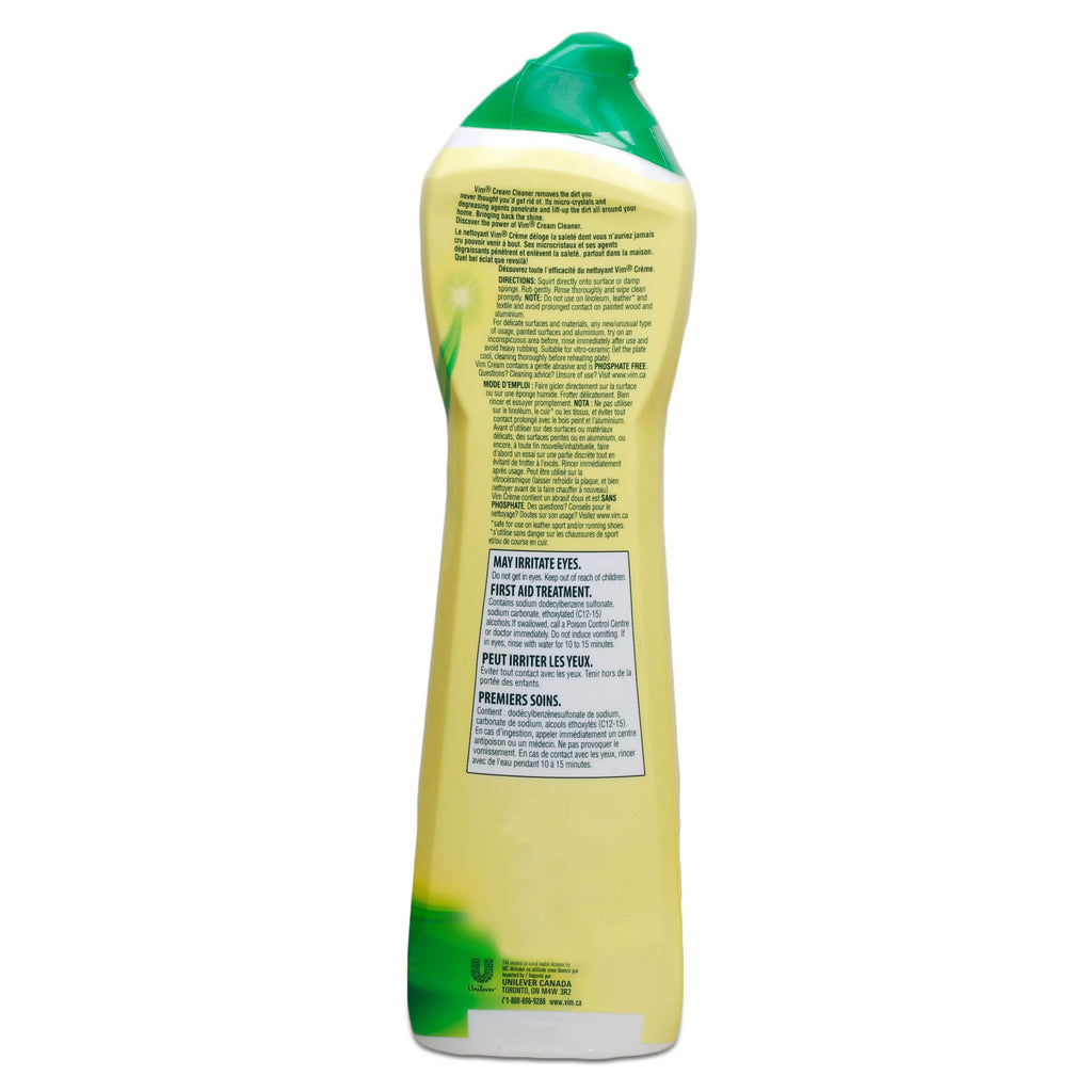 Vim (Cif) Cream Multi Purpose Cleaner with Micro Crystals, Lemon Scent - 16.9 Fl Oz / 500 mL x 2 Pack