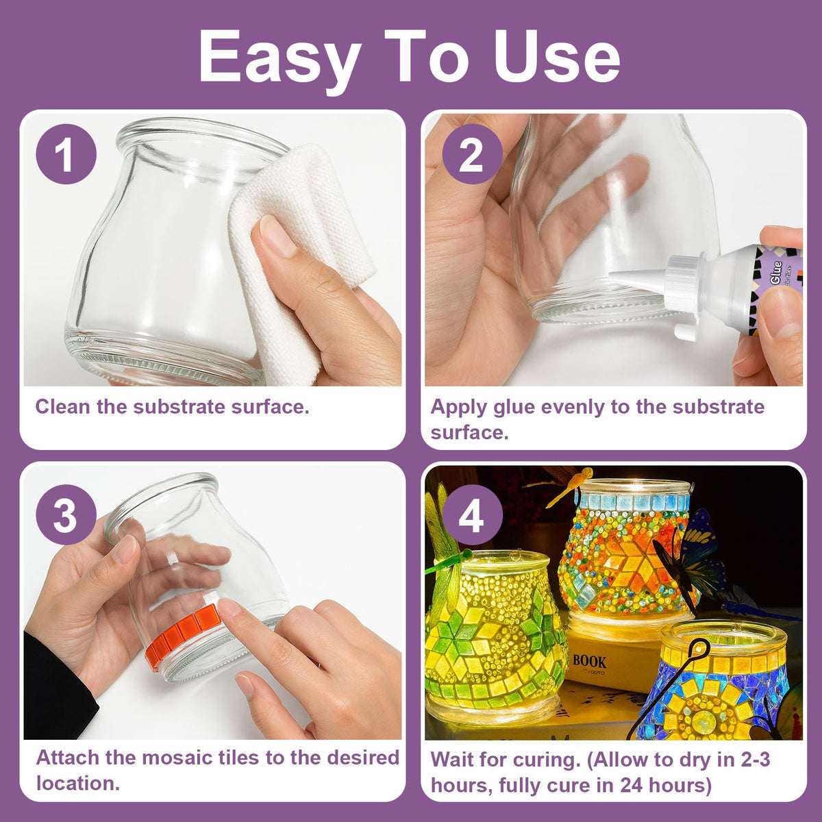 1DFAUL 200g Mosaic Tile Glue Clear, Mosaic Adhesive, Strong Bond, Fast Dry