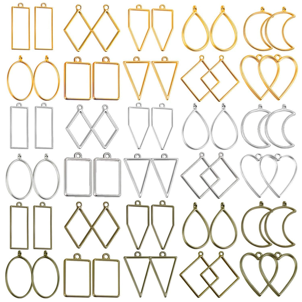 Buy now Shynek 60Pcs Hollow Frame Pendants - Resin Craft Bezels Jewelry Molds for Necklaces and Earrings Making Supplies at indiglob india