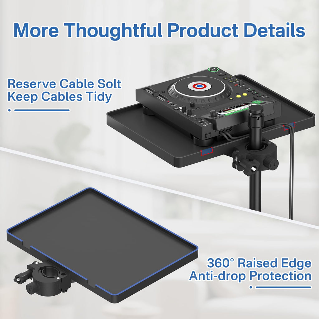 Buy now Functional Microphone Stand Tray with Adjustable Mic Stand Phone Holder - 8.7"x6.5" Mic Stand Tray Shelf Clamp-On Music Stand Accessory for Live Streaming Karaoke Recording at indiglob india