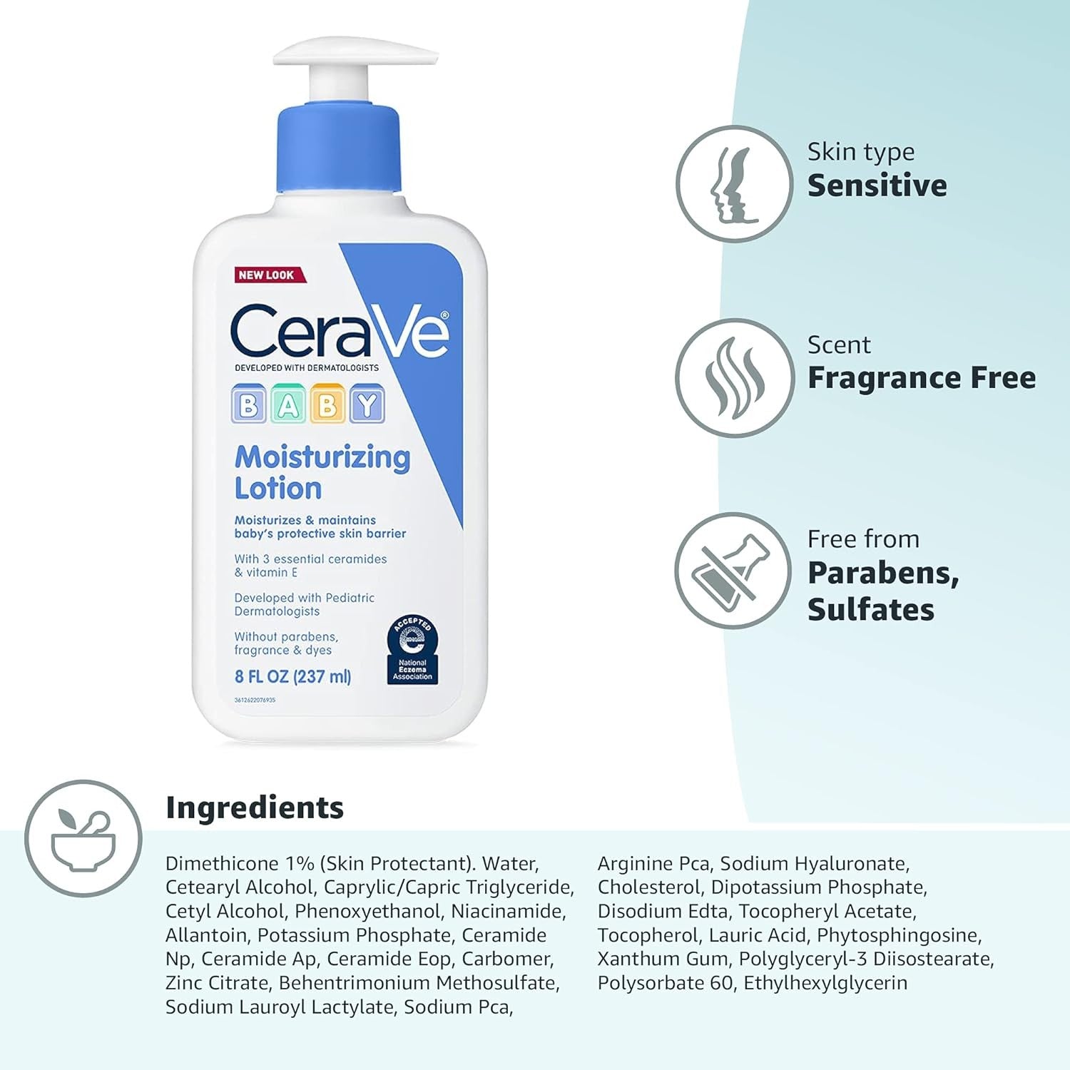 Buy now CeraVe Baby Lotion, Gentle Baby Skin Care with Ceramides, Niacinamide & Vitamin E, Fragrance, Paraben, Dye & Phthalates Free, Lightweight Moisturizer, 8 Ounce, Packaging May Vary at indiglob india