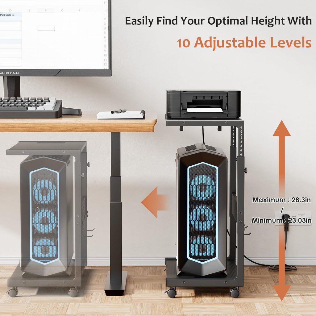 JANE EYRE Computer Tower Stand - 23.03"-28.3" Height Adjustable