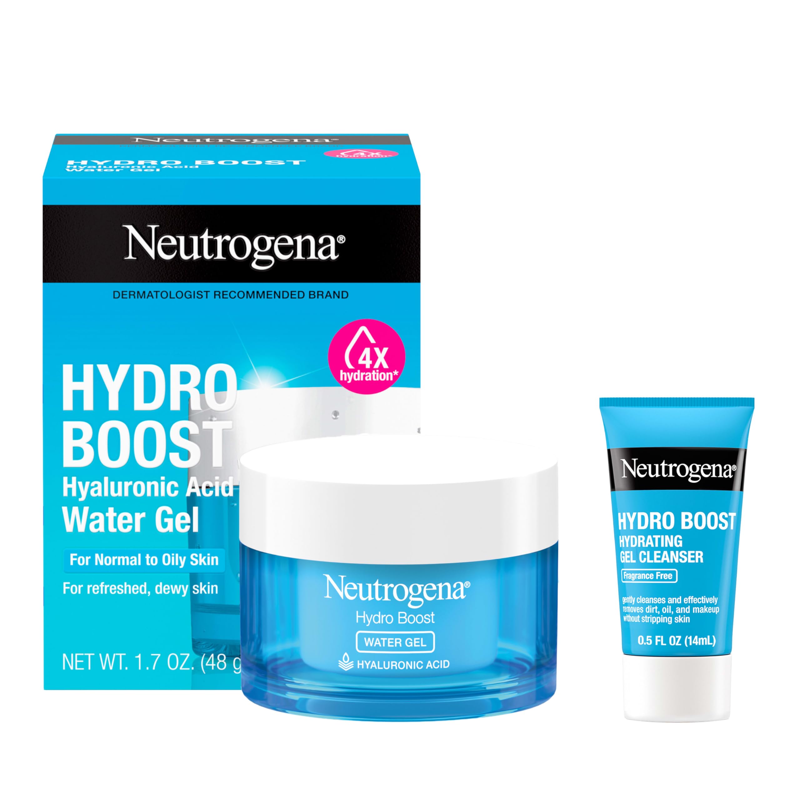 Buy now Neutrogena Hydro Boost Water Gel, Hyaluronic Acid Facial Moisturizer for Normal to Oily Skin, Hydrating Face Moisturizer, 1.7 fl. oz + Trial Size Hydro Boost Facial Cleanser, 0.5 fl. oz at indiglob india