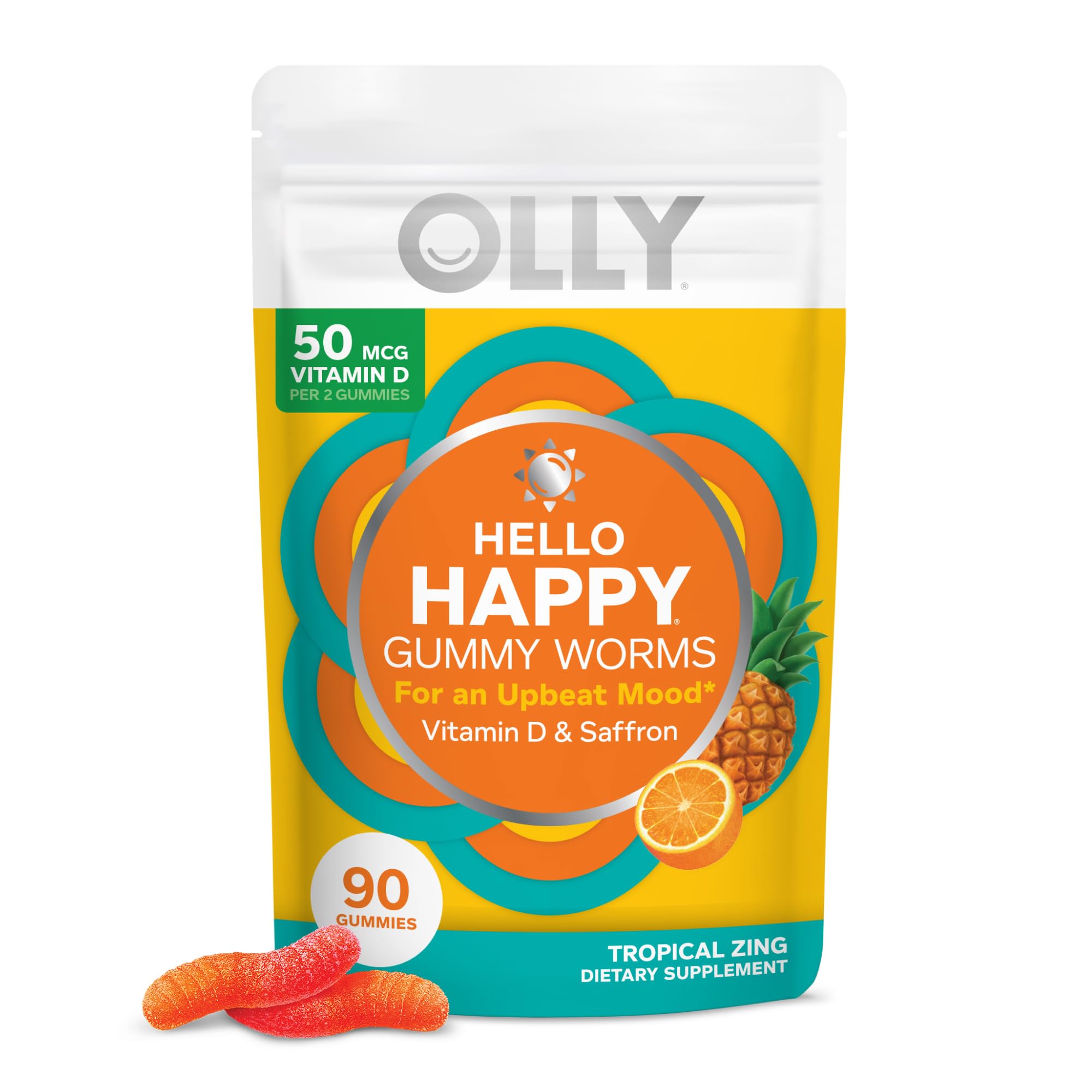 OLLY Hello Happy, Mood Support Gummies for Adults*, Vitamin D - 60 Count