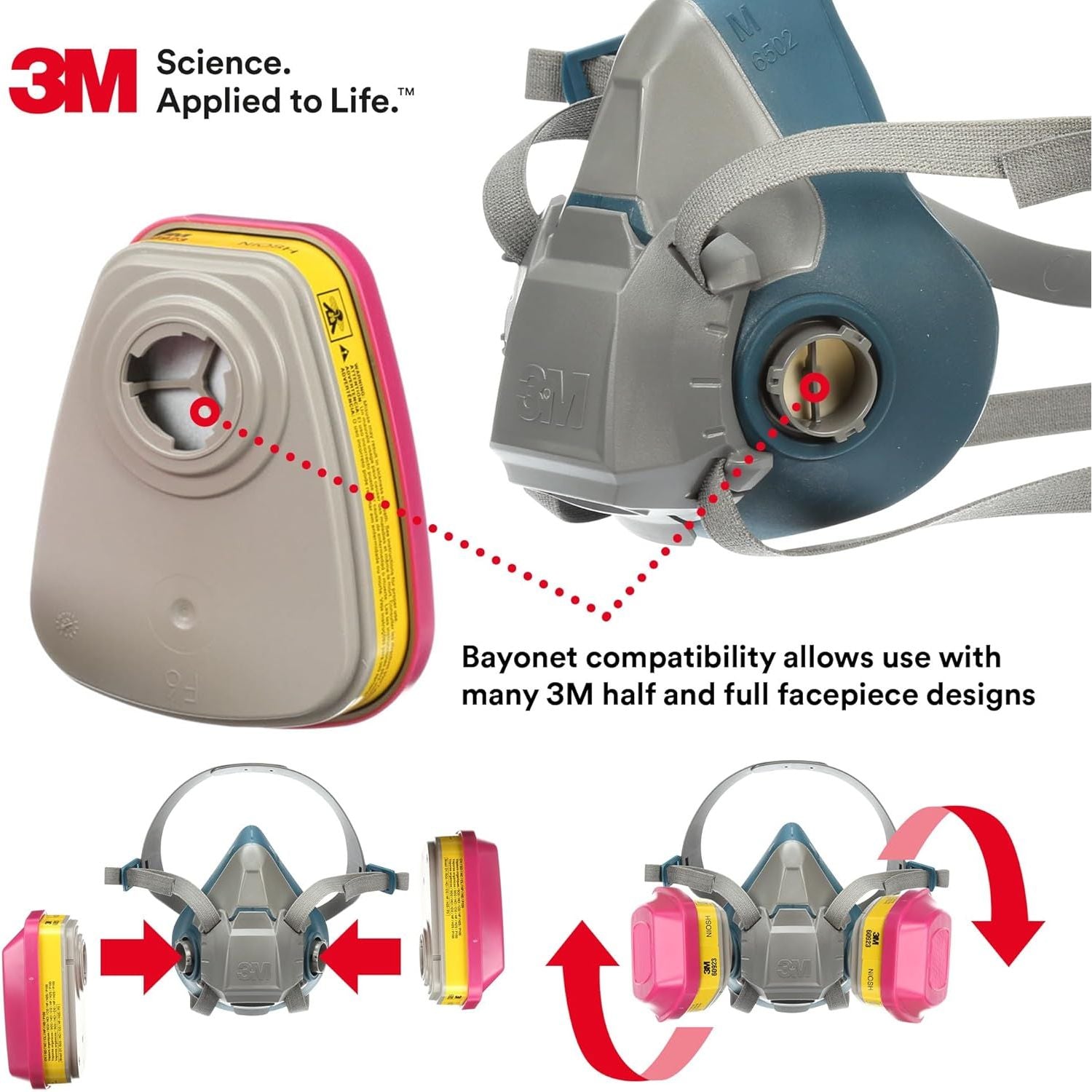 Buy now 3M P100 Respirator Cartridge/Filter 60923, 1 Pair, NIOSH Approved, Helps Protect Against Organic Vapors, Acid Gases, and Particulates, Magenta, Yellow at indiglob india