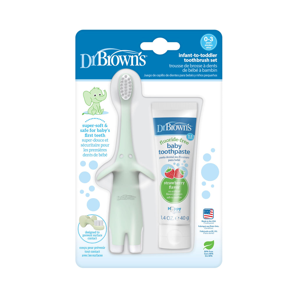 Buy now Dr. Brown's Infant-to-Toddler Toothbrush, Giraffe & Strawberry Toothpaste Set at indiglob india