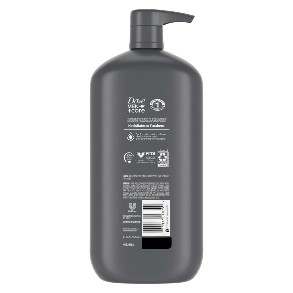 DOVE MEN + CARE Body and Face Wash Exfoliating Deep Clean for Men, with 24-Hour Nourishing Micromoisture Technology Body Wash, 30 oz