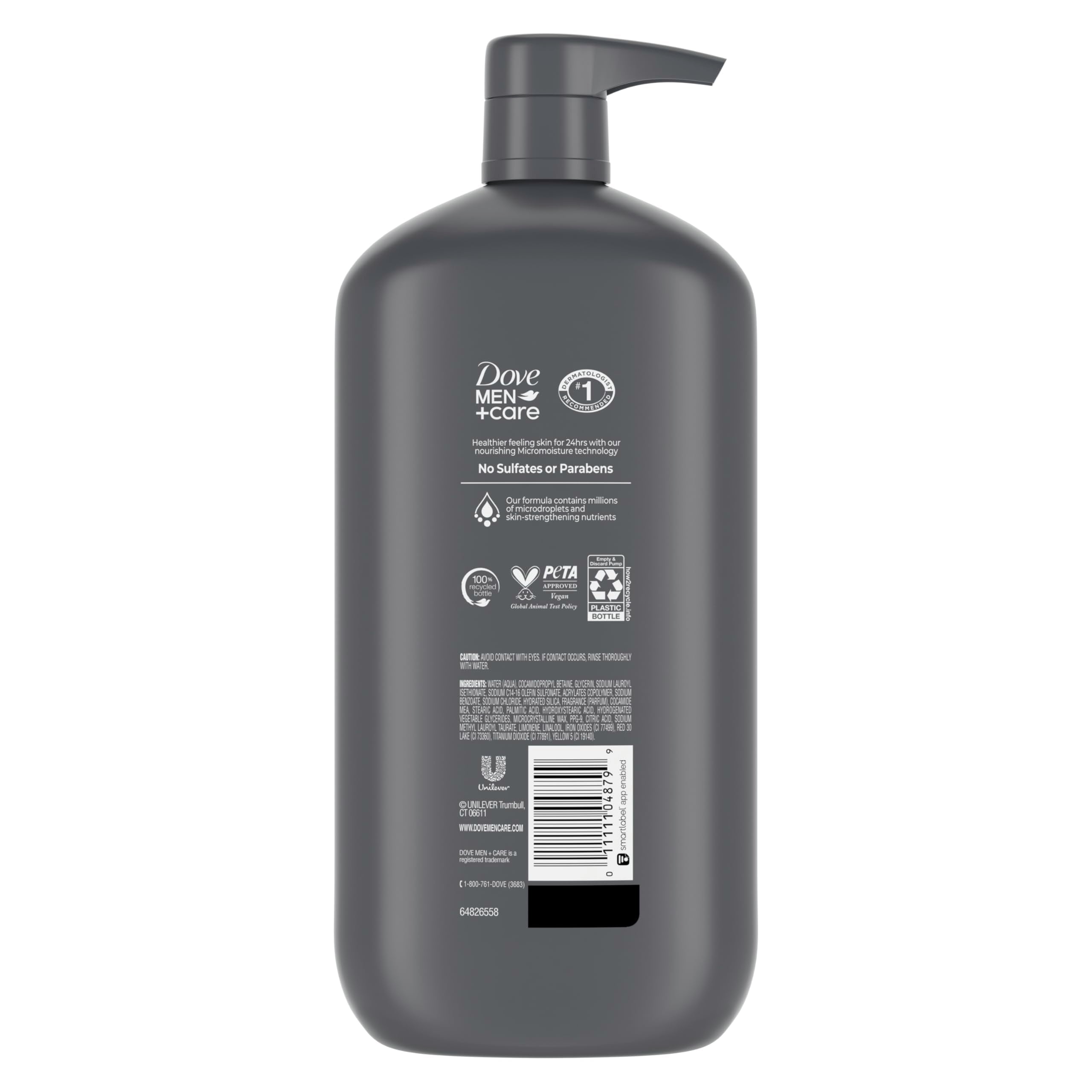 DOVE MEN + CARE Body and Face Wash Exfoliating Deep Clean for Men, with 24-Hour Nourishing Micromoisture Technology Body Wash, 30 oz