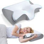 Buy now HOMCA Memory Foam Cervical Pillow, 2 in 1 Ergonomic Contour Orthopedic Pillow for Neck Pain, Contoured Support Pillows for Side Back Stomach Sleepers Grey at indiglob india