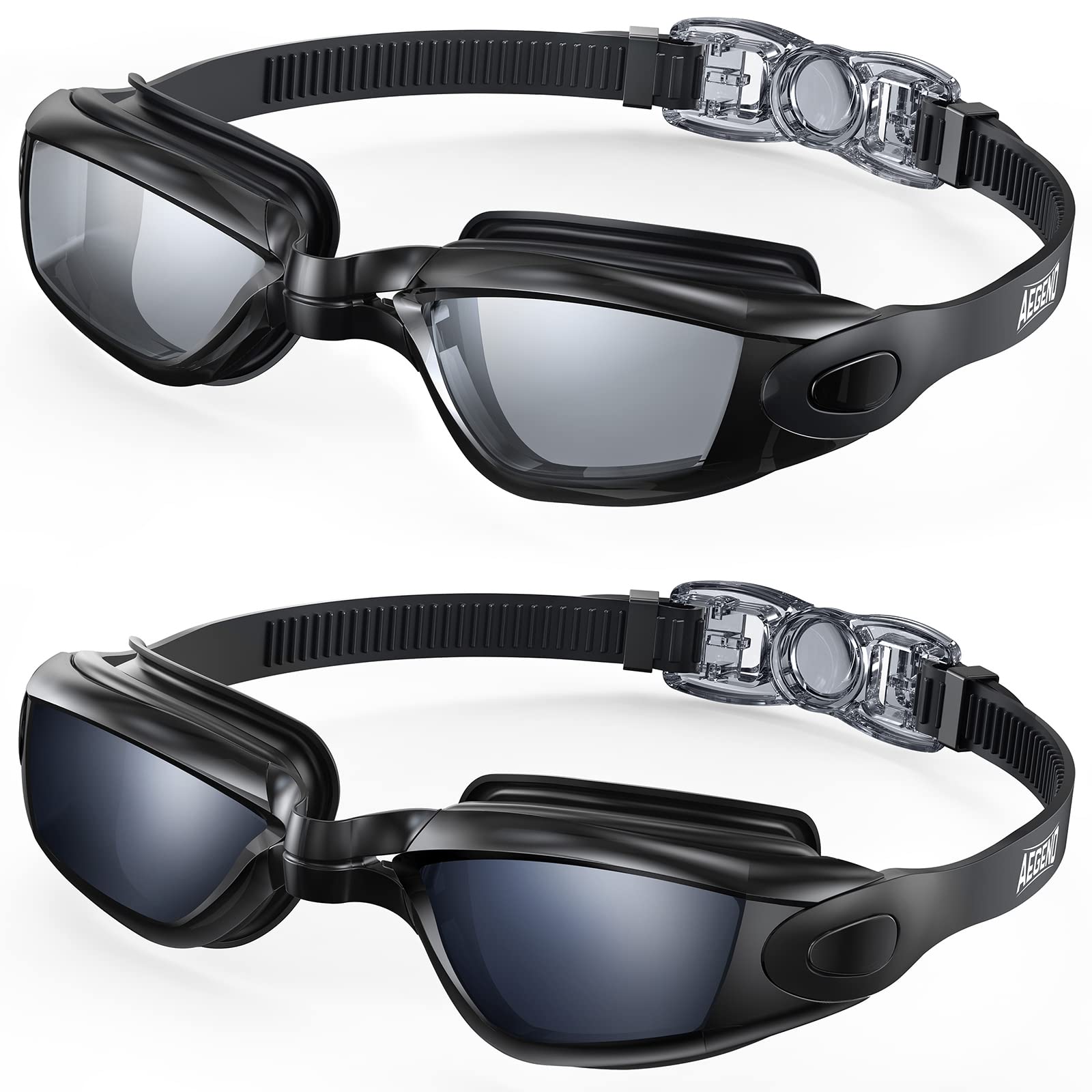Buy now Aegend Swim Goggles, 2 Pack Swimming Goggles No Leaking Adult Men Women Youth Light Black & Deep Black at indiglob india