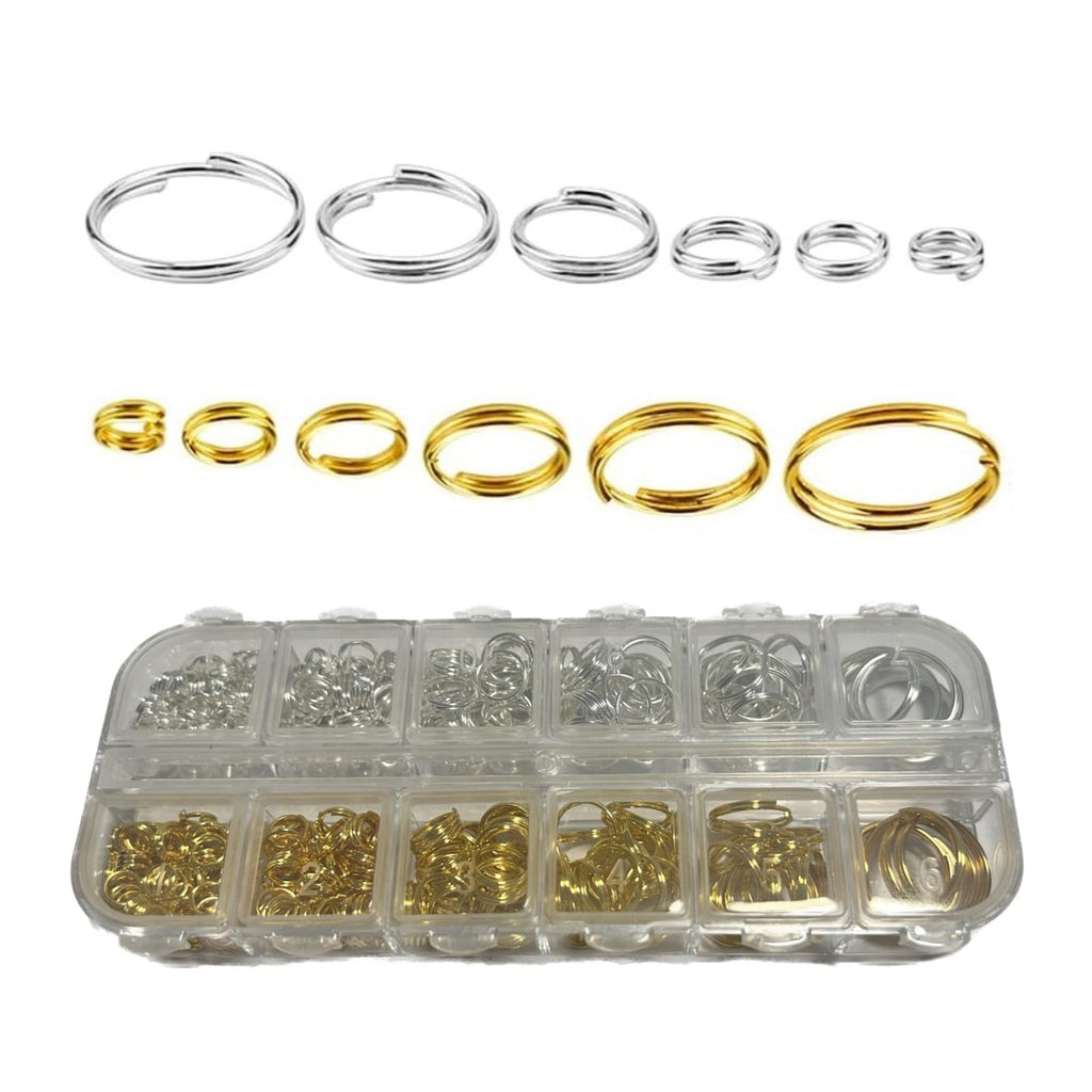 6 Size Gold and Sliver Jump Rings,Double Loops Round Split Small and Medium Key Chain Ring for Jewelry Making and Keychain Home Car Dog tag Rings DIY Crafts