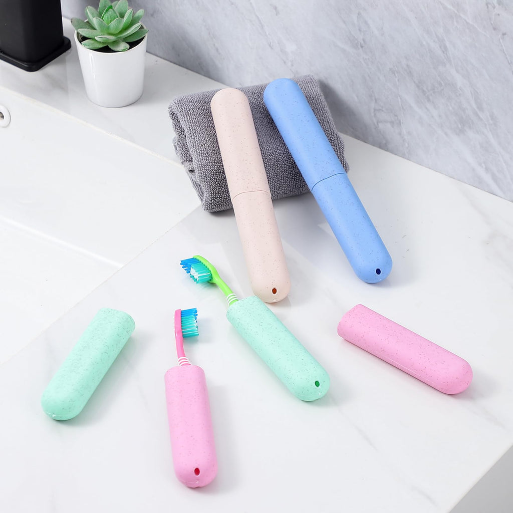 Muslih 4 Pack Toothbrush Travel Case, Toothbrush Holder with Ventilation Holes, for Travel, Home, Business, School, Camping