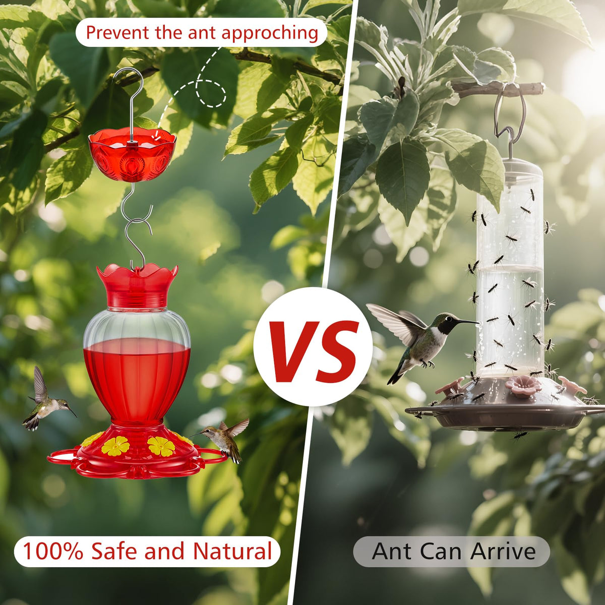 Ant Moat for Hummingbird Feeders, Humingbird Feeder Ant Moat, Vintage Style Hummingbird Ant Guard, 5 OZ Large Ant Moat, Ant Motes - Ant Guard(4 Pack, Red)
