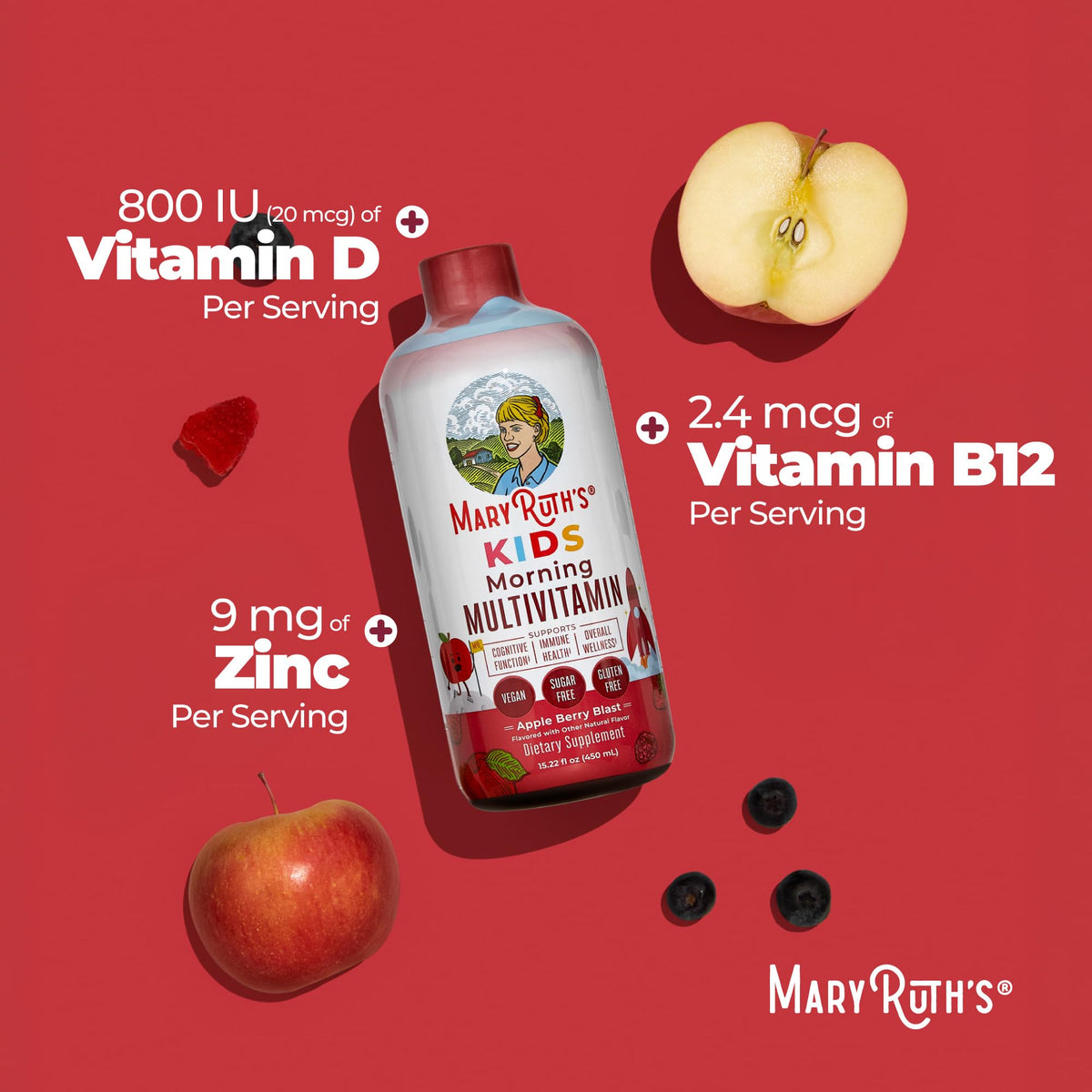 MARYRUTH'S Kids Liquid Morning Multivitamin for Kids, Sugar Free, 15.22oz
