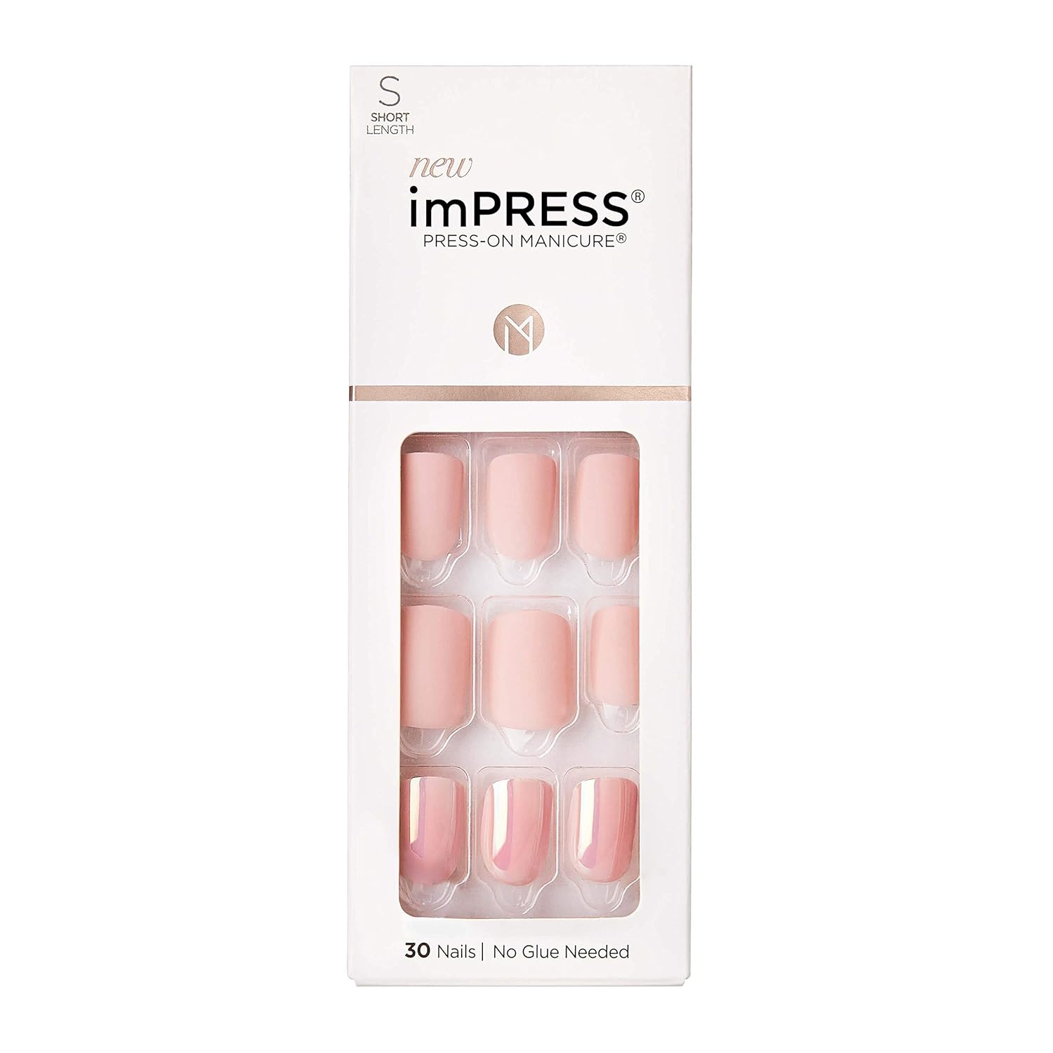 Buy now KISS imPRESS No Glue Mani Press On Nails, Design, 'Dorothy', Pink, Short Size, Squoval Shape, Includes 30 Nails, Prep Pad, Instructions Sheet, 1 Manicure Stick, 1 Mini File Pink and Bronze at indiglob india