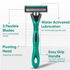 20 count Disposable Razors Blades for Men，3-Blade Razors，Bulk Stainless Steel Shavers with Lubricating Strip for Shaving Sensitive Skin