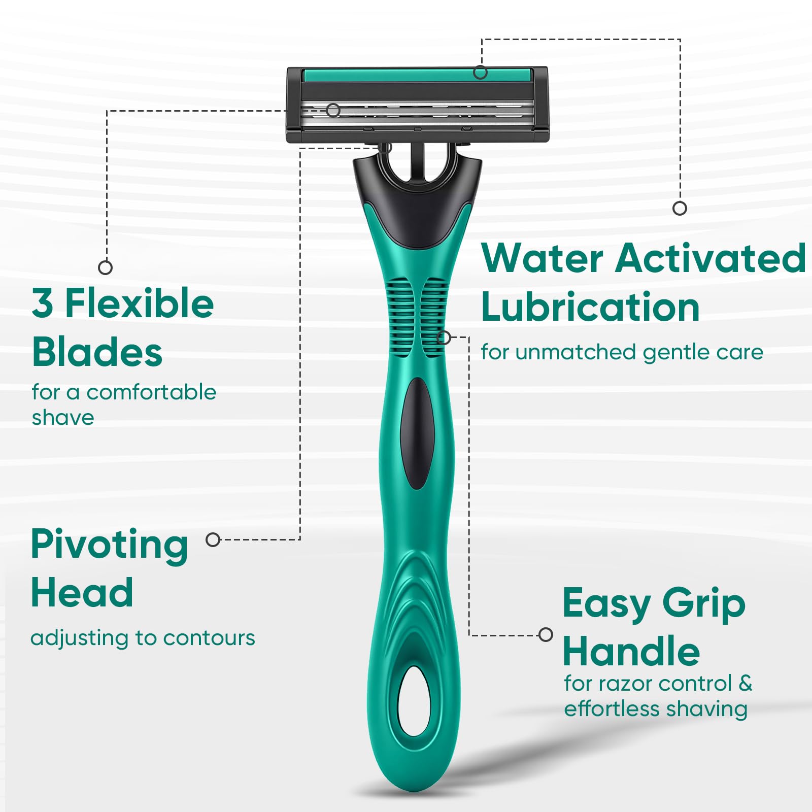 20 count Disposable Razors Blades for Men，3-Blade Razors，Bulk Stainless Steel Shavers with Lubricating Strip for Shaving Sensitive Skin