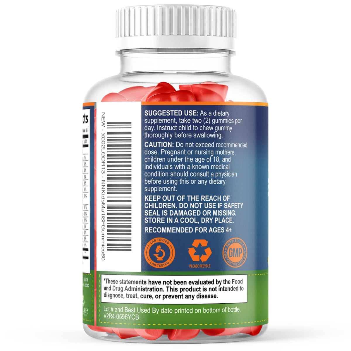 Kids Multivitamin Gummies - Sugar Free - Tasty Orange Flavor Gummy - Daily Immune Support with 100% Vitamin B12 - Essential Vitamins A, C, D3, E, B6, & Zinc Kid's Multivitamin - Non-GMO - 60 Gummies