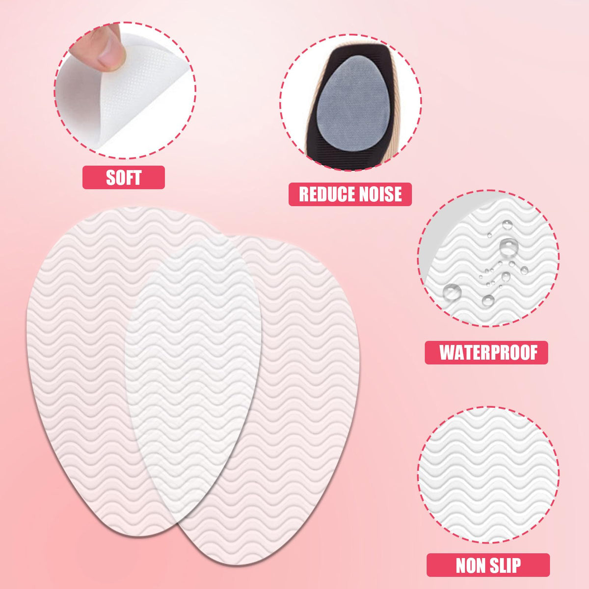 8Pcs Non Slip Shoe Pads, Invisible Shoe Sole Protector to Prevent Skid