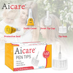Pen Tips 31G x 4mm, Universal Fit, 100/bx, Comfortable, Extra-Thin