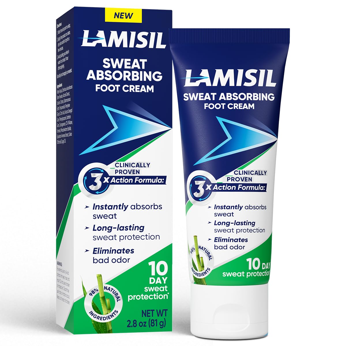 Lamisil Cream Sweat Absorbing Foot Odor Eliminator for Feet, 2.8 Oz