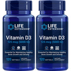 Life Extension Vitamin D3 5000 IU, 120 Softgels, 125mcg | 1 per day formula, Non-GMO and Gluten Free