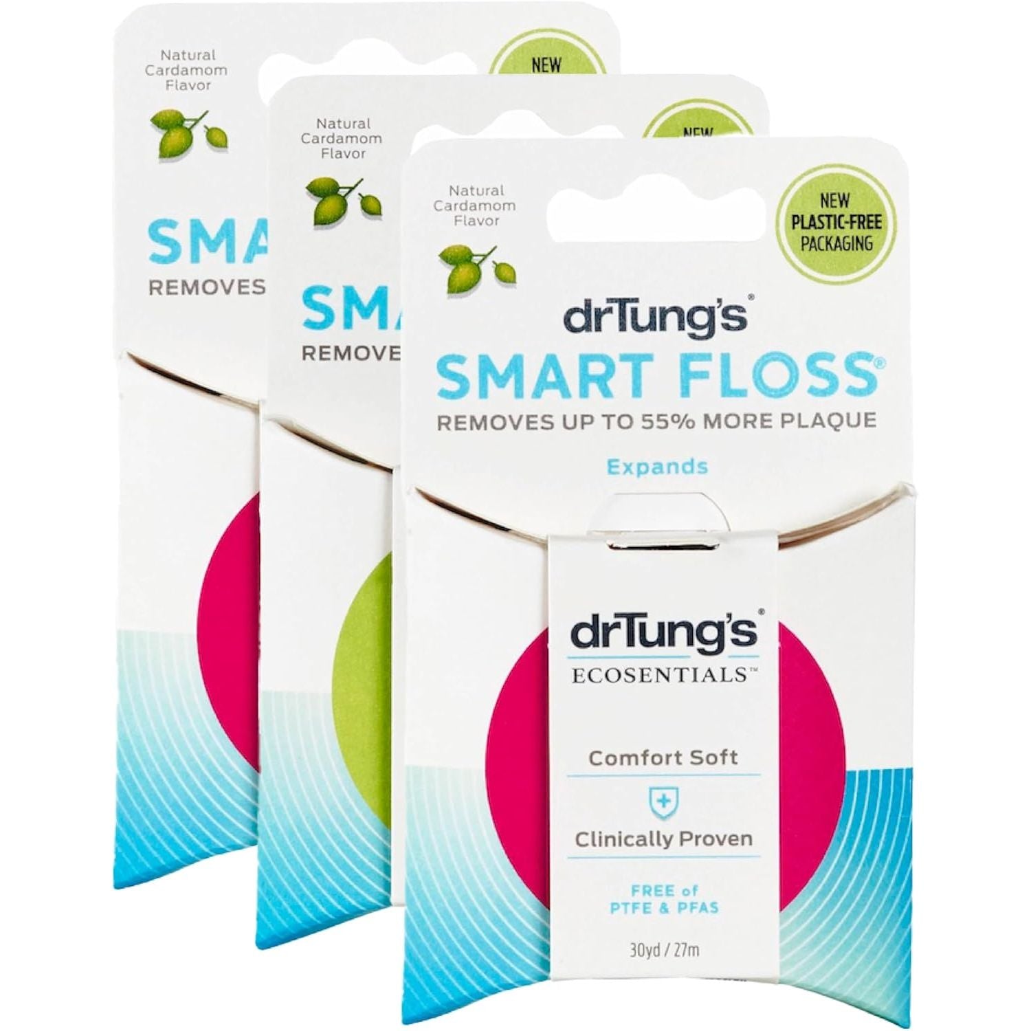 Buy now DrTung's Smart Floss - Natural, PTFE & PFAS Free Floss, Gentle on Gums, Expands & Stretches, BPA Free Floss - Natural Dental Floss Cardamom Flavor (Pack of 3) at indiglob india