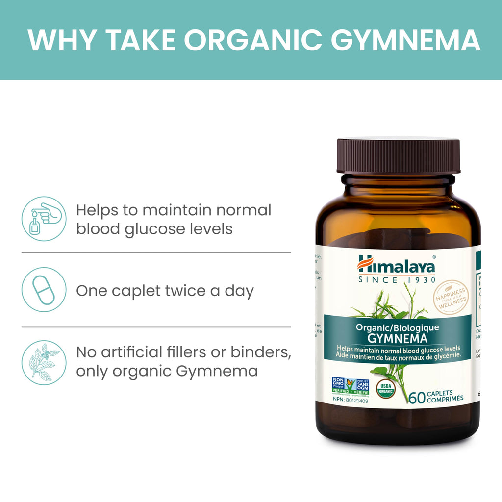 Himalaya USDA Organic Gymnema Sylvestre Extract 700mg,Gymnema Sylvestre Supplements,Herbal Glucose Metabolism Support,Gymnema Sylvestre Capsules,Non-GMO, Vegan, Gluten Free,Additive Free,120 Caplets