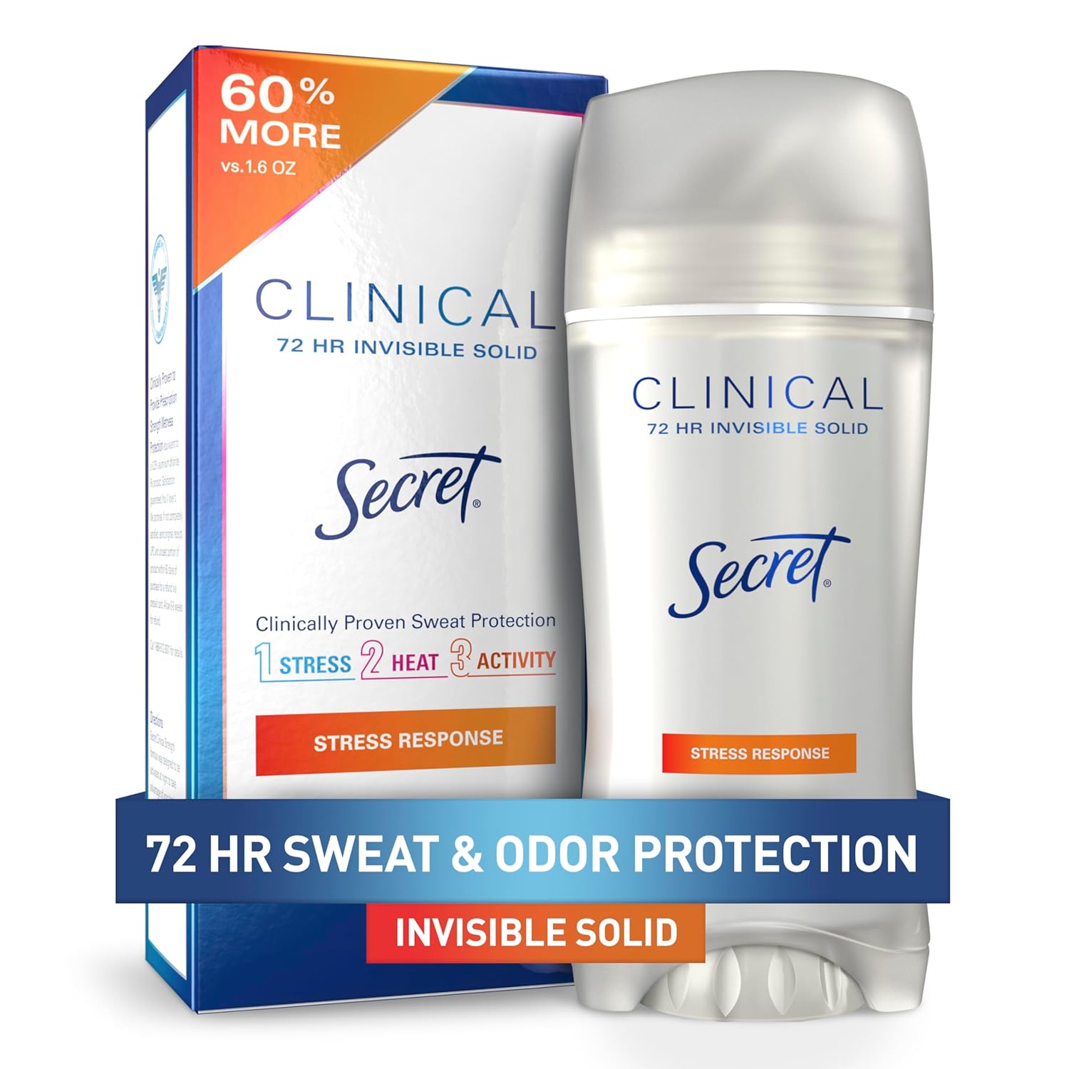 Buy now Secret Clinical Strength Antiperspirant Deodorant for Women, 3X Stress Protection, 72hr Sweat & Odor Protection, PH Balancing Minerals, Invisible Solid, Completely Clean Scent, 2.6 oz 2.6 Ounce (Pack of 1) Stress Response at indiglob india