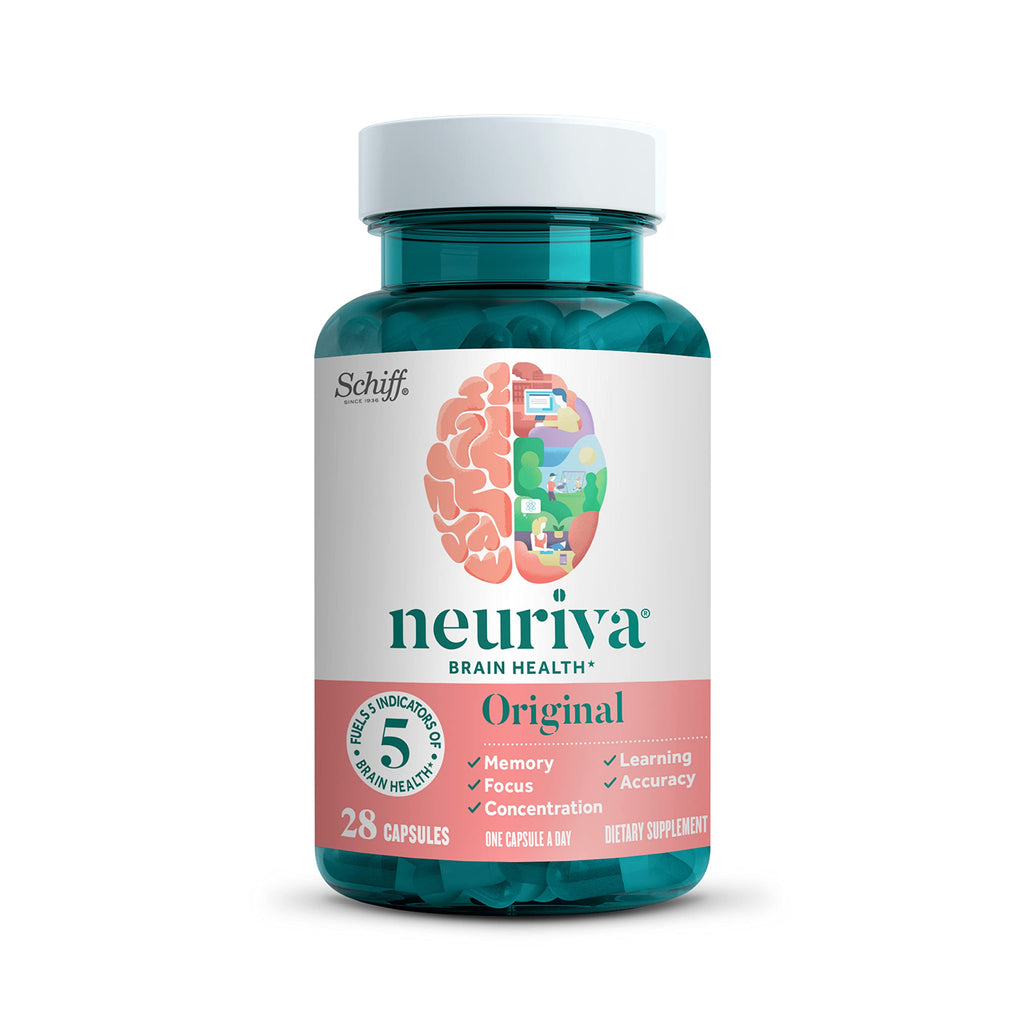 NEURIVA Original Brain Supplements - 28 Count Capsules | Brain Supplements for Memory and Focus, Phosphatidylserine, Neurofactor, Decaffeinated Nootropic, Clinically Tested