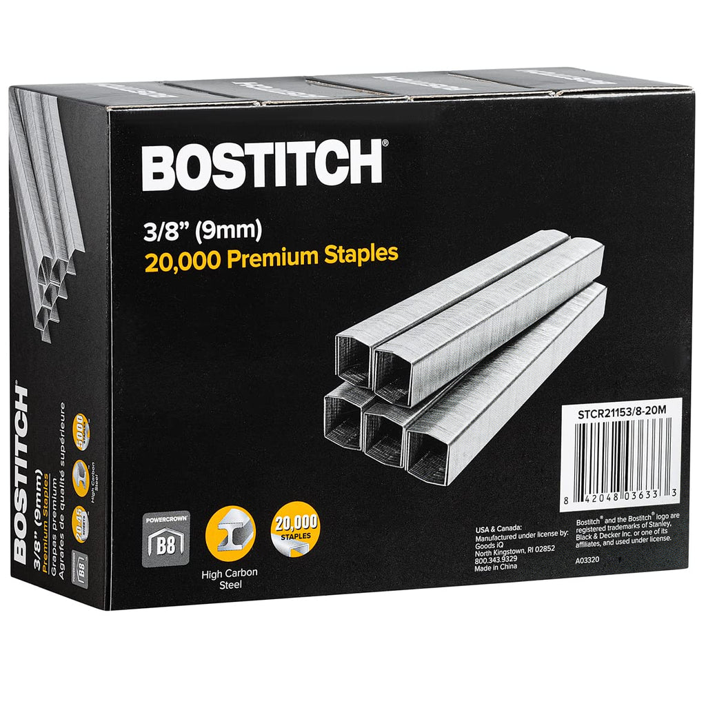 Bostitch B8 Staples 3/8 Inch Length - Pack of 20,000 Powercrown Staples