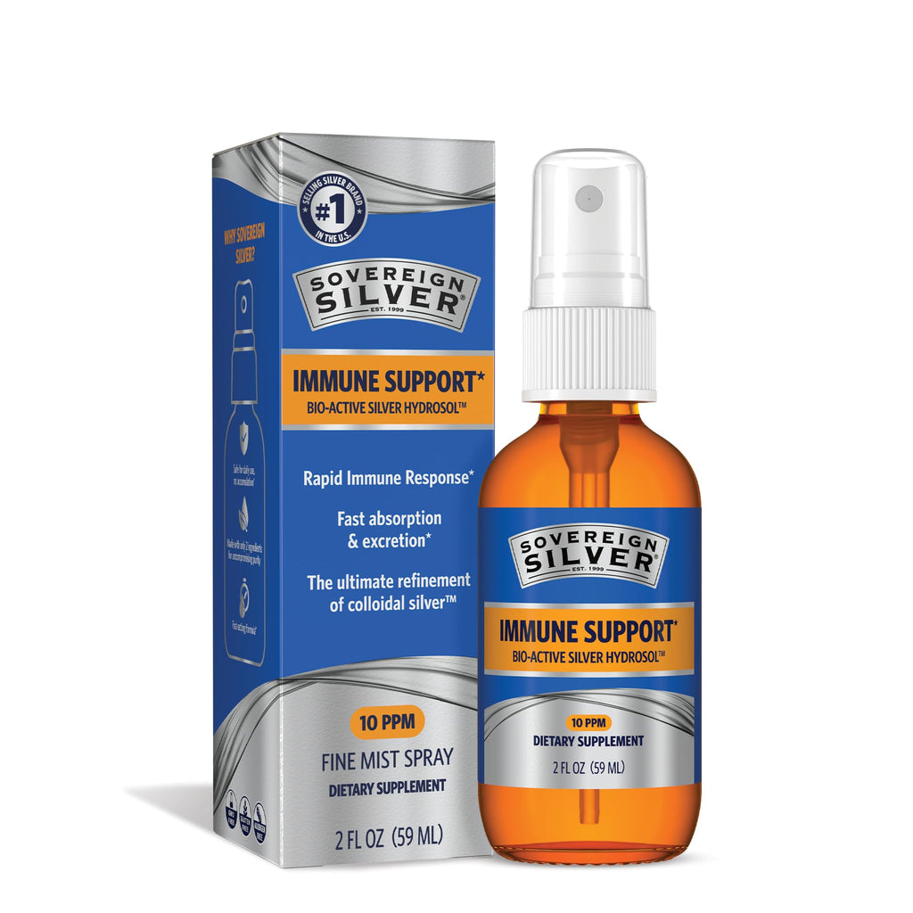 Sovereign Silver Immune Support, Colloidal Silver, Fine Mist Spray, 2 fl oz | Bio-Active Silver Hydrosol, 10 ppm