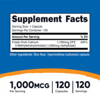 Nutricost Methylfolate 1000mcg, 120 Vegetarian Capsules, Gluten Free | GMO-Free (Methylated Folate)