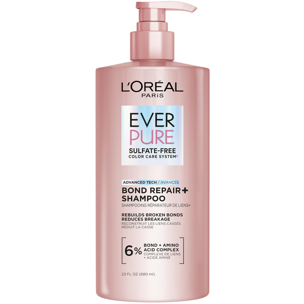 L'Oreal Paris Sulfate Free Bond Repair+ Shampoo, Hair Shampoo with Bond + Amino Acid Complex, Strengthens and Repairs Damaged or Color Treated Hair, EverPure, 6.8 Fl Oz (Packaging May Vary)