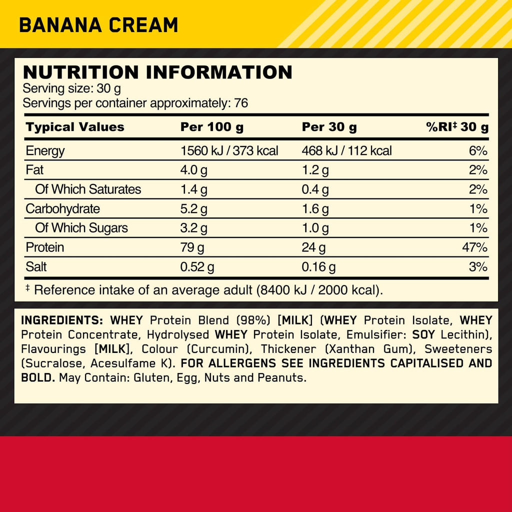Buy now Optimum Nutrition Gold Standard 100% Whey Protein Powder, Banana Cream, 5 Pound (Packaging May Vary) at indiglob india
