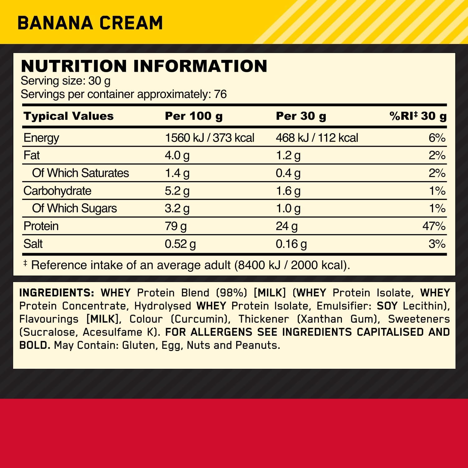 Buy now Optimum Nutrition Gold Standard 100% Whey Protein Powder, Banana Cream, 5 Pound (Packaging May Vary) at indiglob india
