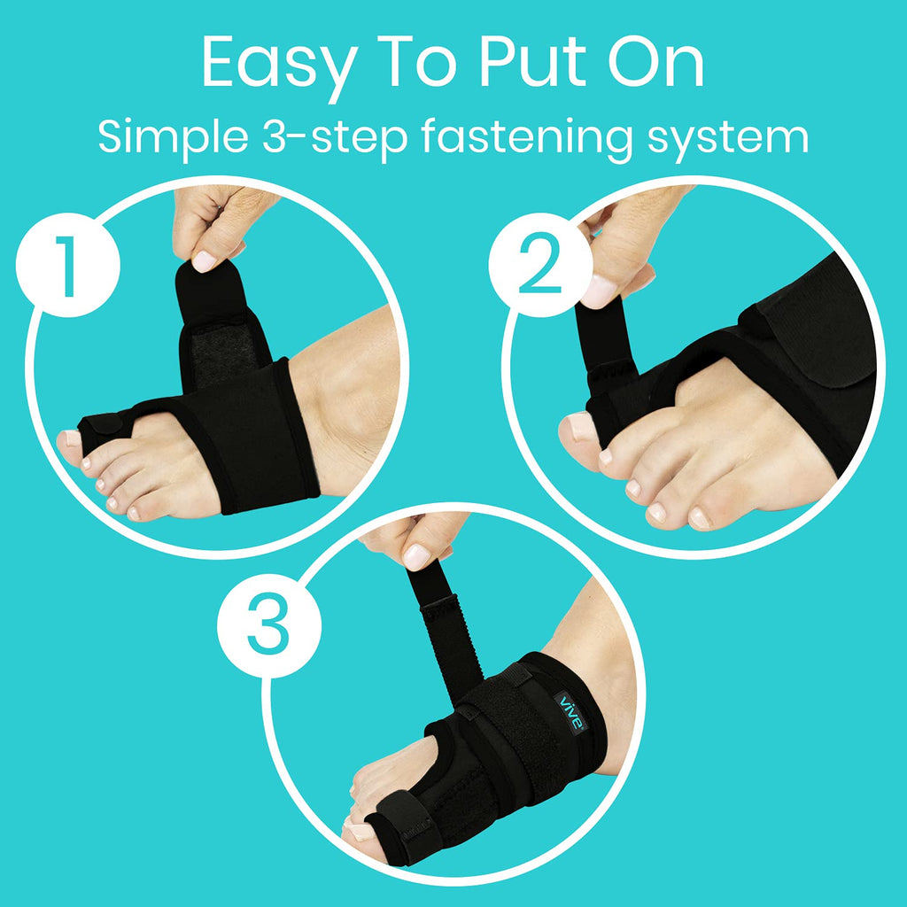 Buy now Vive Bunion Brace (Pair) - Big Toe Corrector Straightener with Splint - Hallux Valgus Pad, Joint Pain Relief, Alignment Treatment - Orthopedic Sleeve Foot Wrap Support for Men and Women (Black) at indiglob india