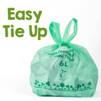 1.6 Gallon Tie Handles Compost Trash Bags 120 Food Scrap Bags, Compostable Kitchen Waste Bags with Europe EN13432 & ASTM D6400 Certified