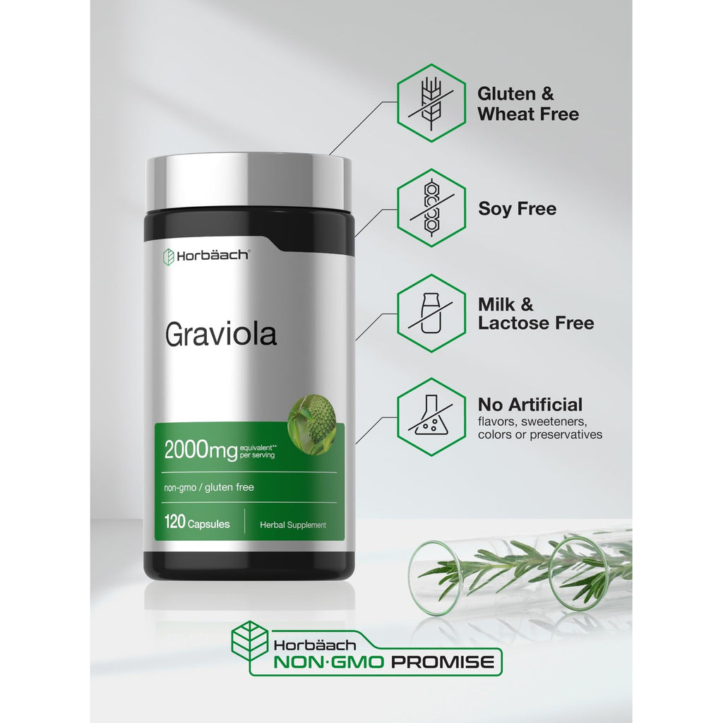 Horbäach Graviola Capsules | 120 Count | Soursop (Annona Muricata)