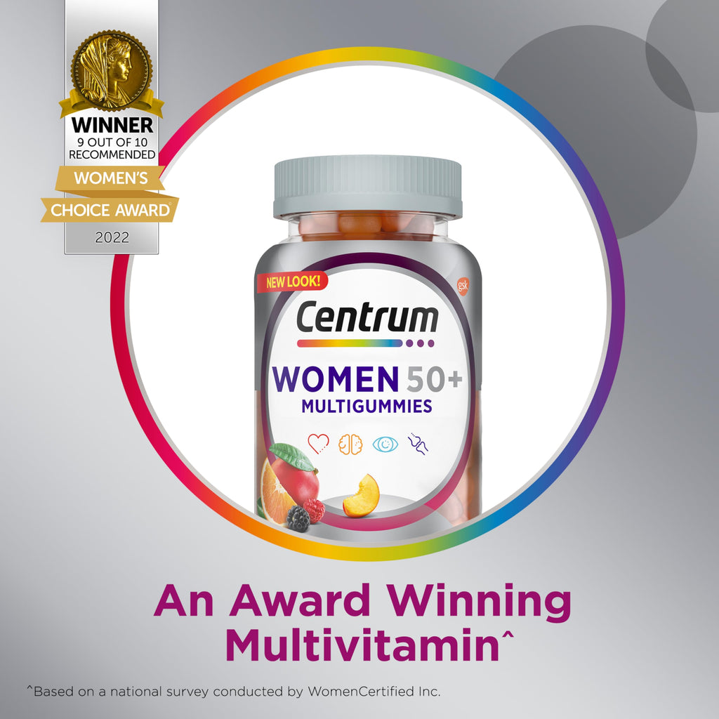 Centrum MultiGummies for Women 50 and Over, 140 Count | Contains Vitamin D3, B Vitamins, Calcium, and Antioxidants, Non-GMO Ingredients, Supports Memory and Cognition, GLP-1 Support