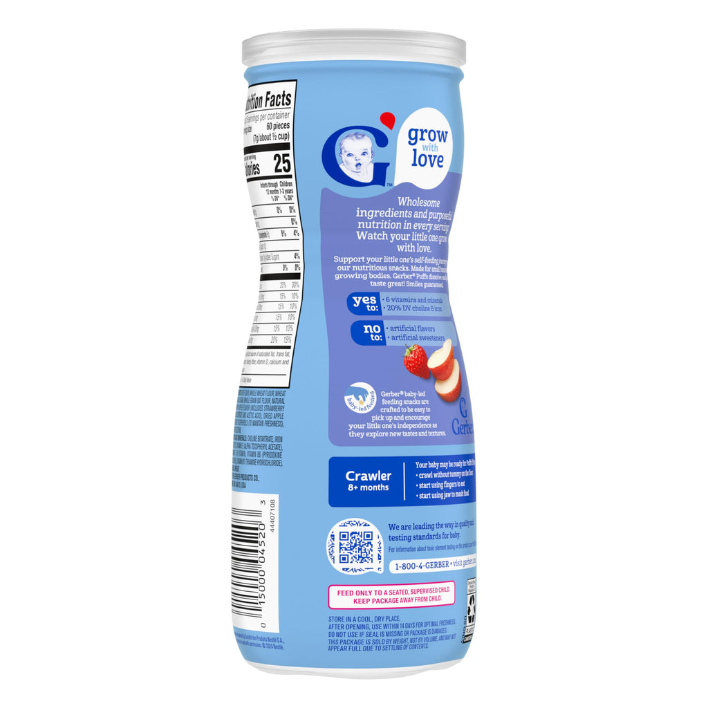 Gerber Stage 3 Strawberry Apple Puffs, 1.48 Oz, 6 Pack