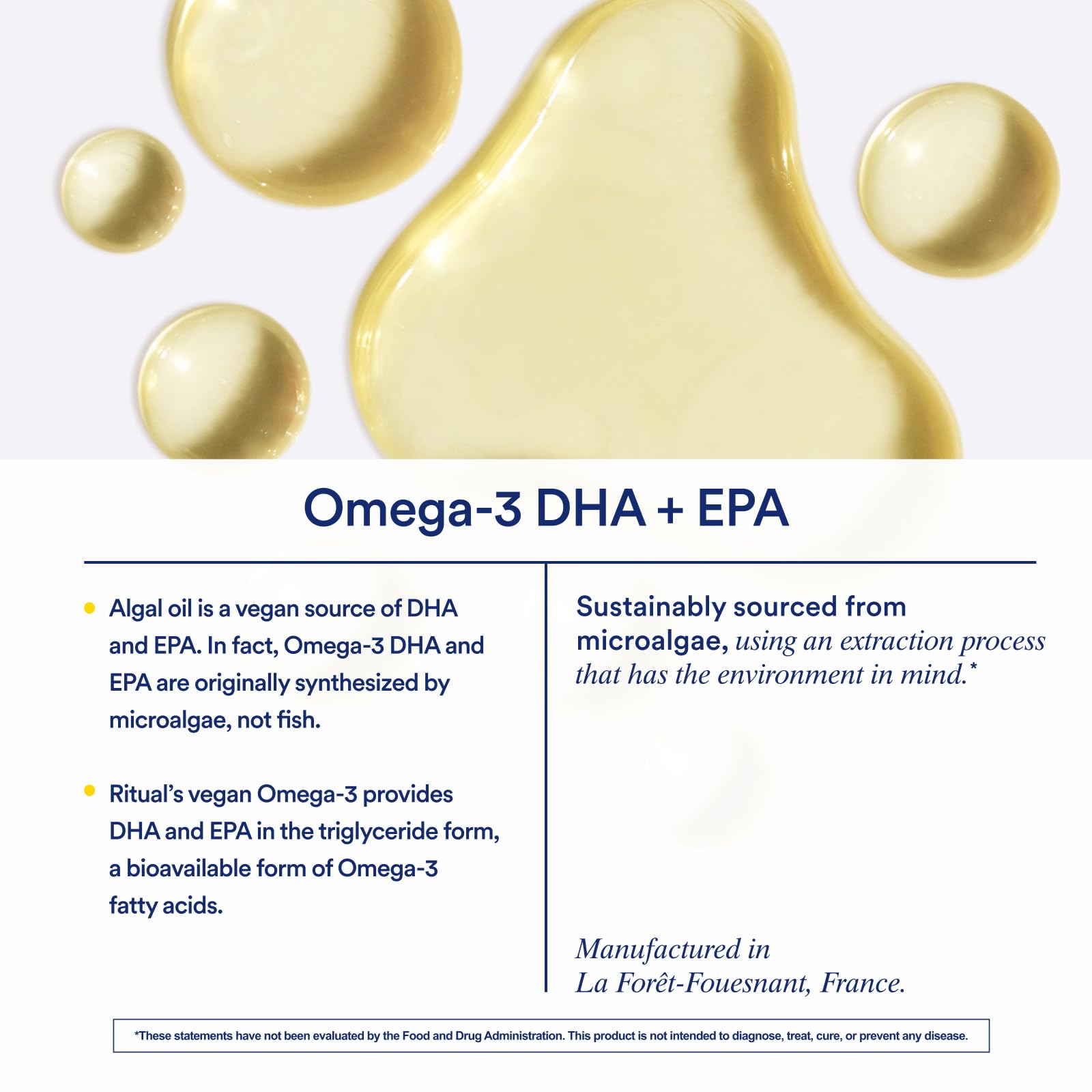 Ritual Vegan Omega 3 Supplement - DHA and EPA - 30 Capsules - 30 Servings | Science-Backed Dose of DHA and EPA - Bioavailable Omega-3 from Algae Oil - Brain, Heart, and Eye Health Support** - Citrus