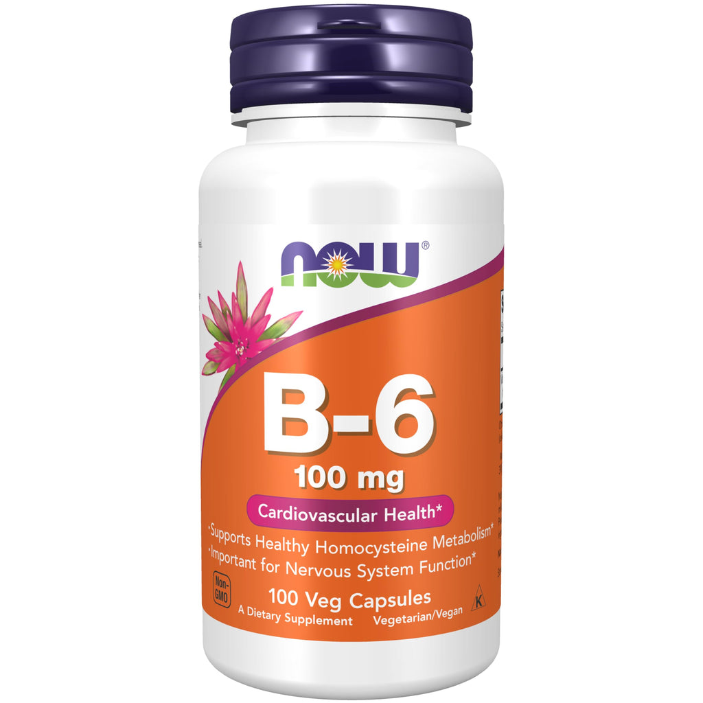 NOW Foods Supplements, Vitamin B-6 (Pyridoxine HCl) 100 mg, Cardiovascular Health, 250 Veg Capsules