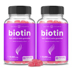 NutraChamps (2 Pack) Biotin Gummies 10,000mcg [High Potency] for Healthy Hair, Skin & Nails for Adults & Kids - 5000mcg in Each Gummy Vitamin - Vegan, Non-GMO, Pectin-Based Hair Health Supplement