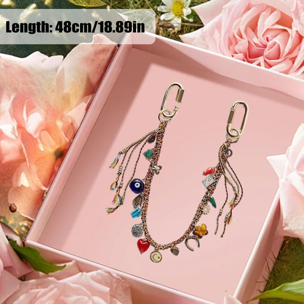 Chain Beaded Rope Braided Keychain for Handbag Purse Backpack Accessories for Bag Purse Accessories for Women